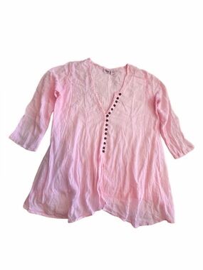 Women’s Light Pink Tropical Gauze Beach Cover-Up